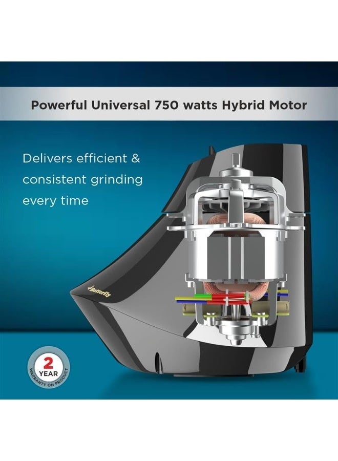 باترفلاي خلاط ومطحنة باترفلاي سمارت بقوة 750 واط مع 4 أوعية | 3 أوعية من الفولاذ المقاوم للصدأ وعصارة واحدة | هيكل من مادة ABS | محرك قوي | ضمان المصنّع لمدة سنتين | رمادي - Image 2